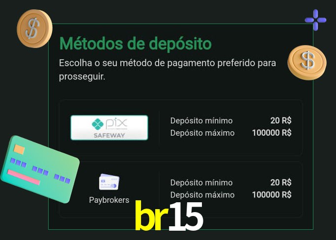 O cassino br15 oferece uma grande variedade de métodos de pagamento